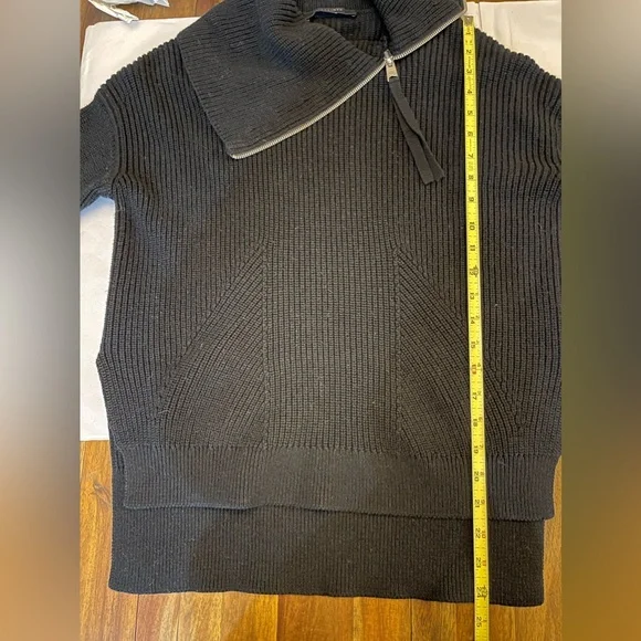 AllSaints black zip funnel neck wool blend sweater - Picture 9 of 10